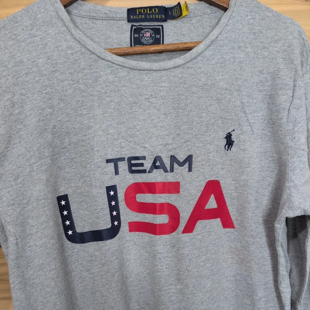 Polo Ralph Lauren Team USA 2022 Olympic Games Gray Long Sleeve T-Shirt Mens L